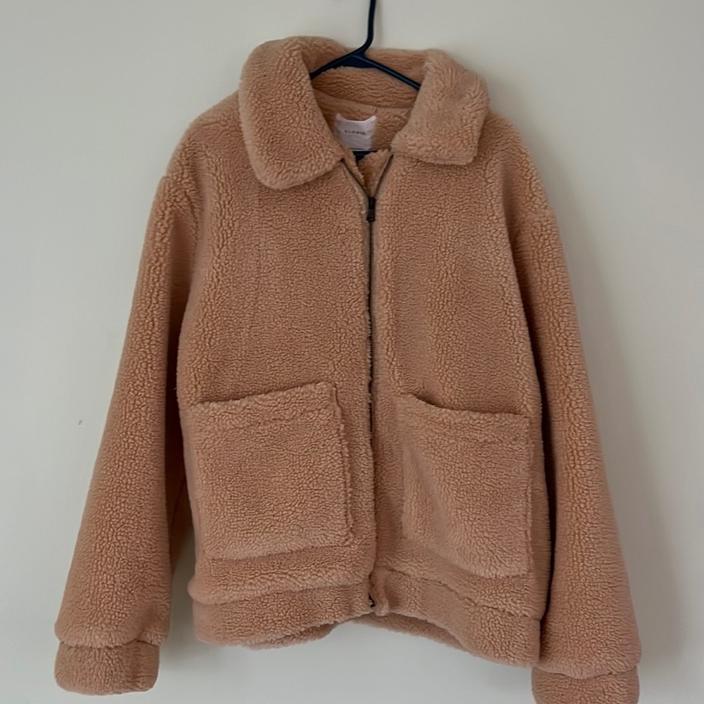 Elodie Womens Sz xl Sherpa Zip Up Fuzzy Jacket peach color